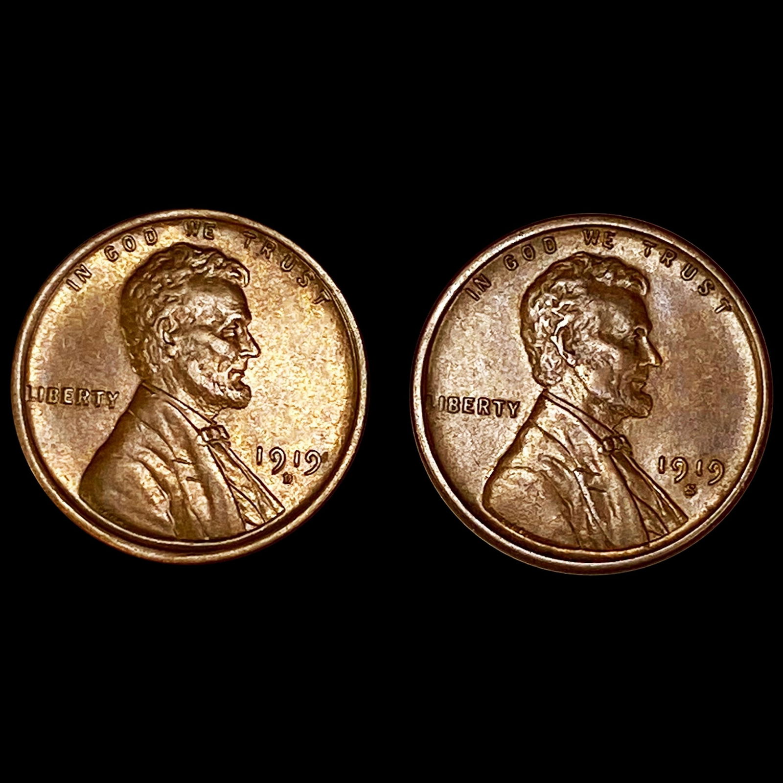 1919 S & D (2) Wheat Cents UNCIRCULATED (1 of 2)