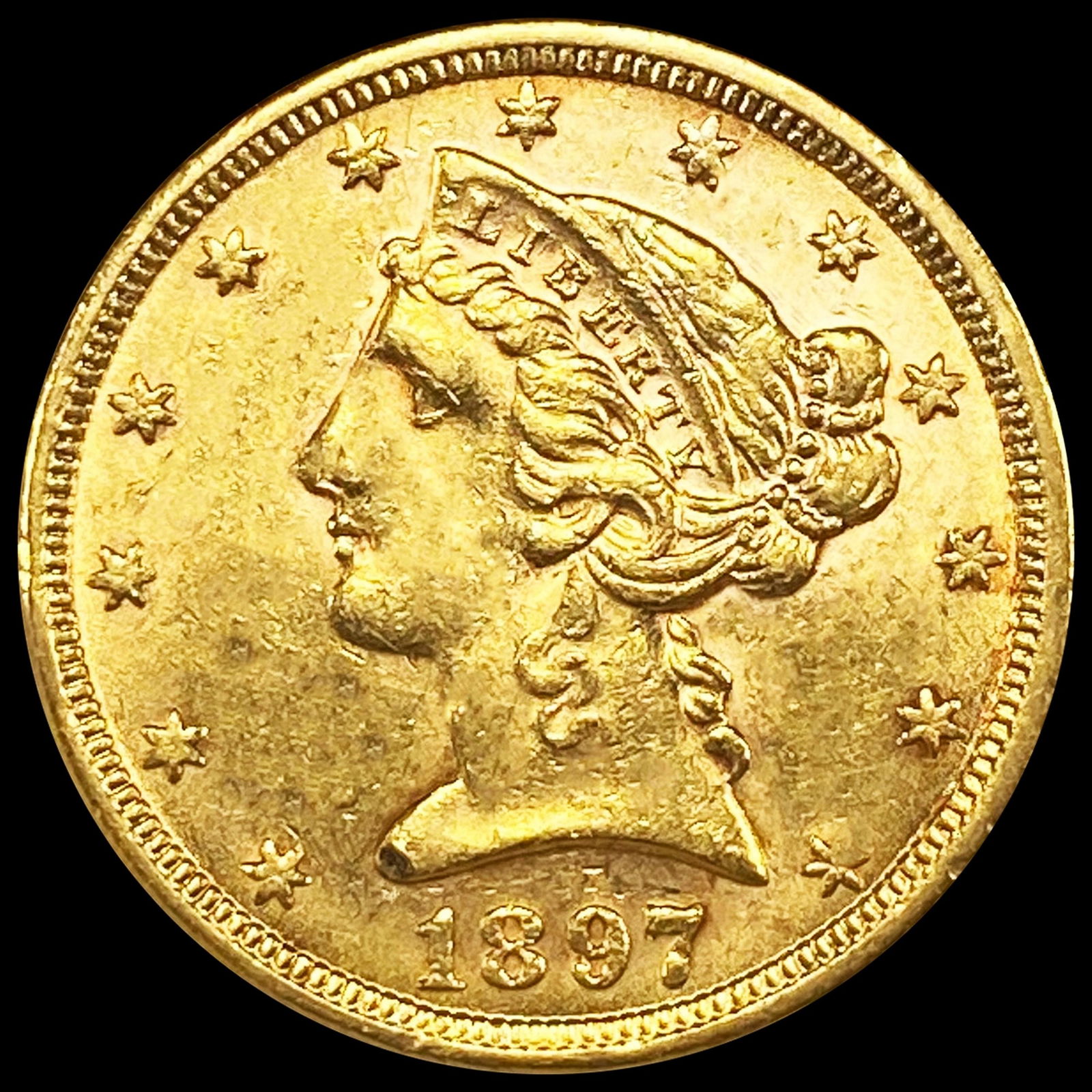 1897 $5 Gold Half Eagle CLOSELY UNCIRCULATED (1 of 2)
