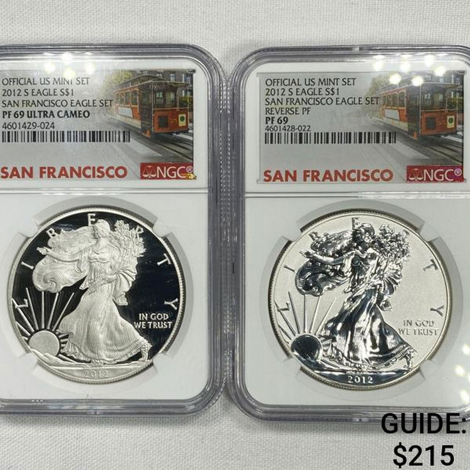 2012-S Set (2) Silver Eagle NGC-PF69 1 UC, 1 Rev (1 of 2)