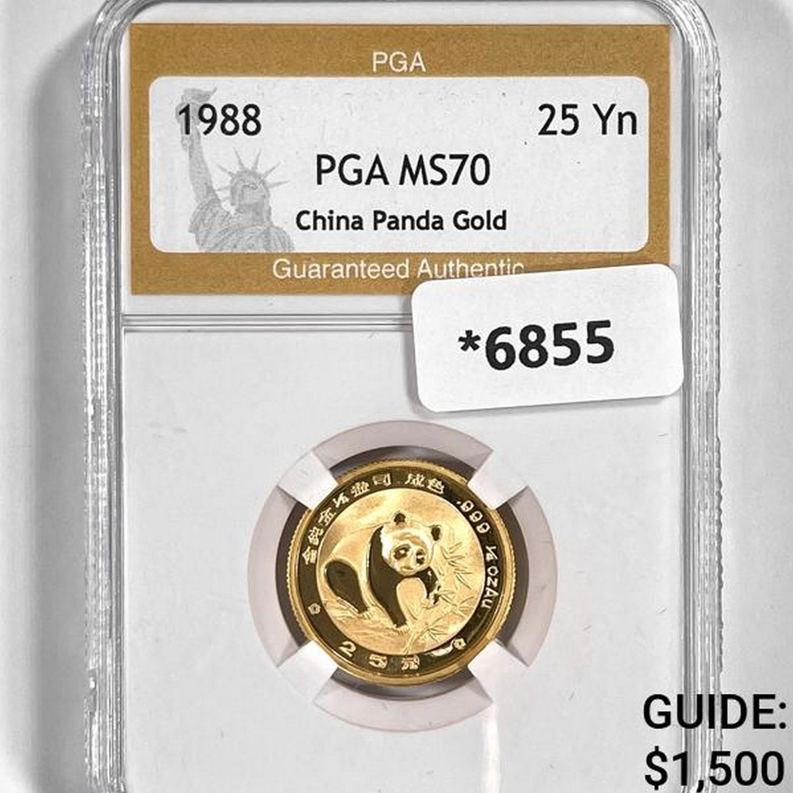1988 25 Yuan 1/4 oz China Gold Panda PGA-MS70 (1 of 2)