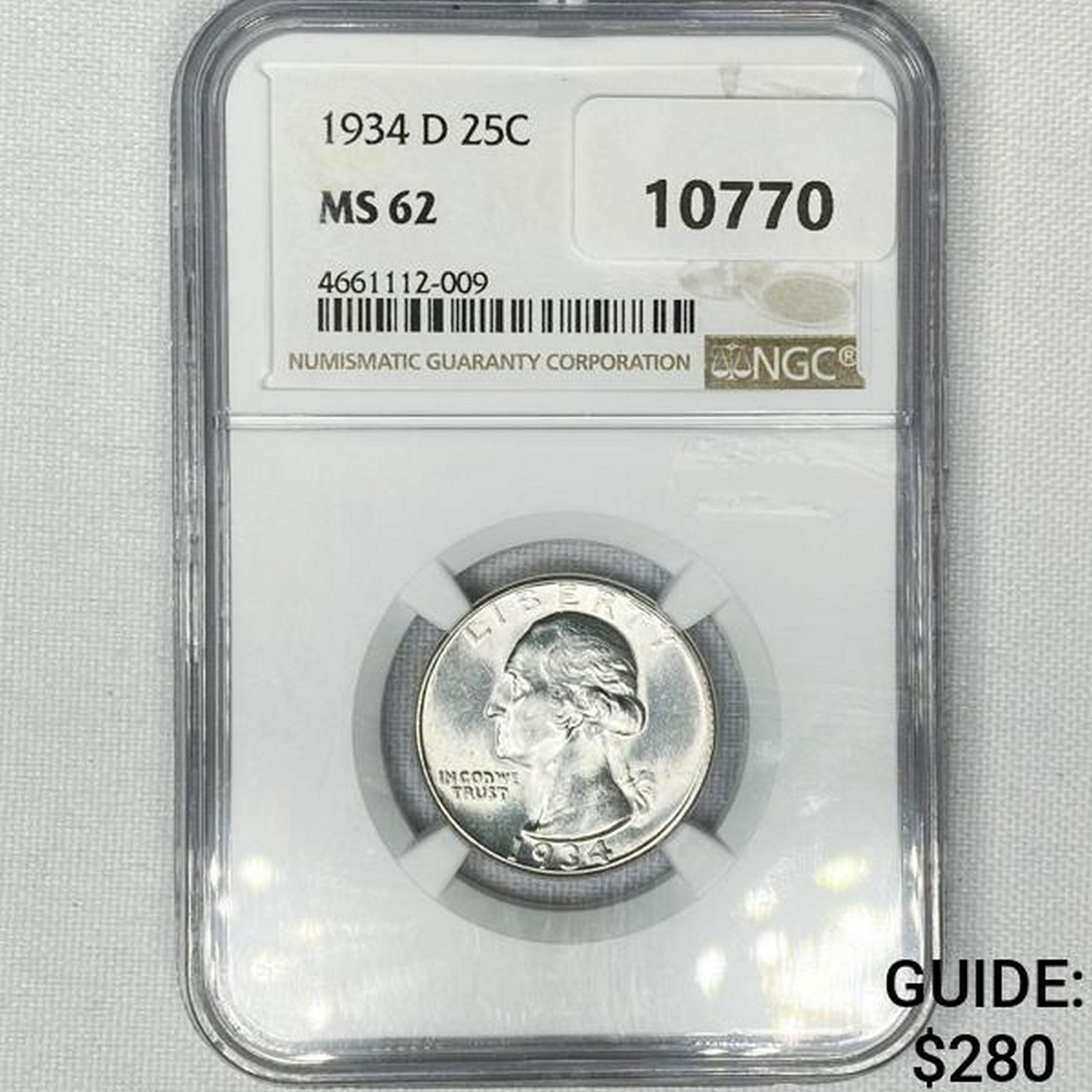 1934-D Washington Silver Quarter NGC-MS62 (1 of 2)