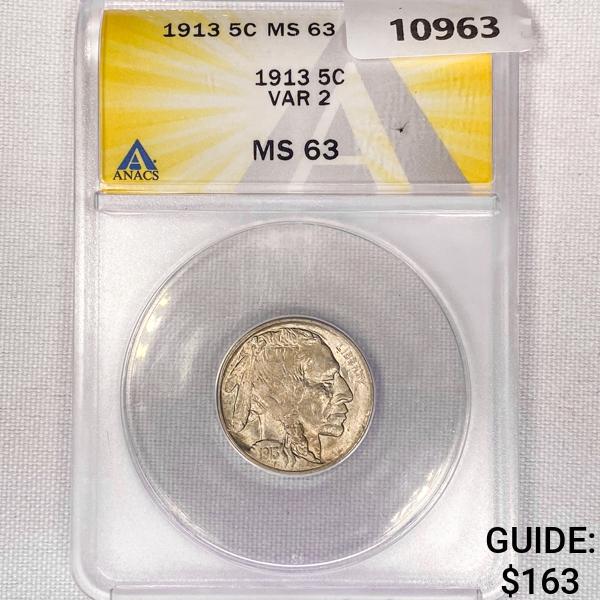 1913 Buffalo Nickel ANACS-MS63 VAR 2 (1 of 2)