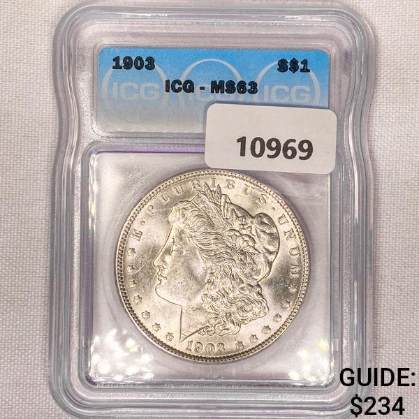 1903 Morgan Silver Dollar ICG-MS63: 1903 Morgan Silver Dollar ICG-MS63