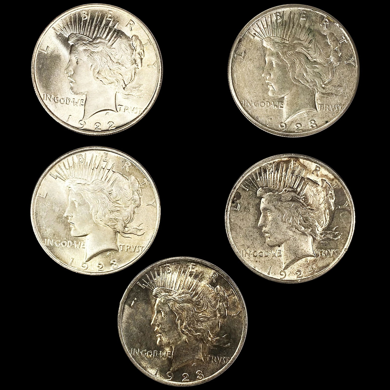 (5) Misc Peace Dollars UNCIRCULATED (1 of 2)