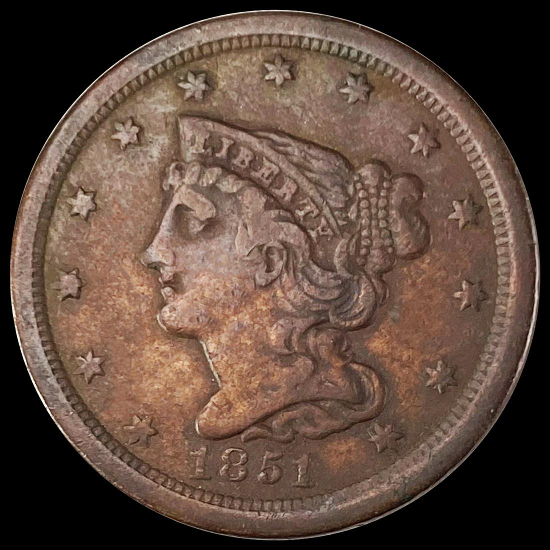 1851 Braided Hair Half Cent ABOUT UNCIRCULATED (1 of 2)
