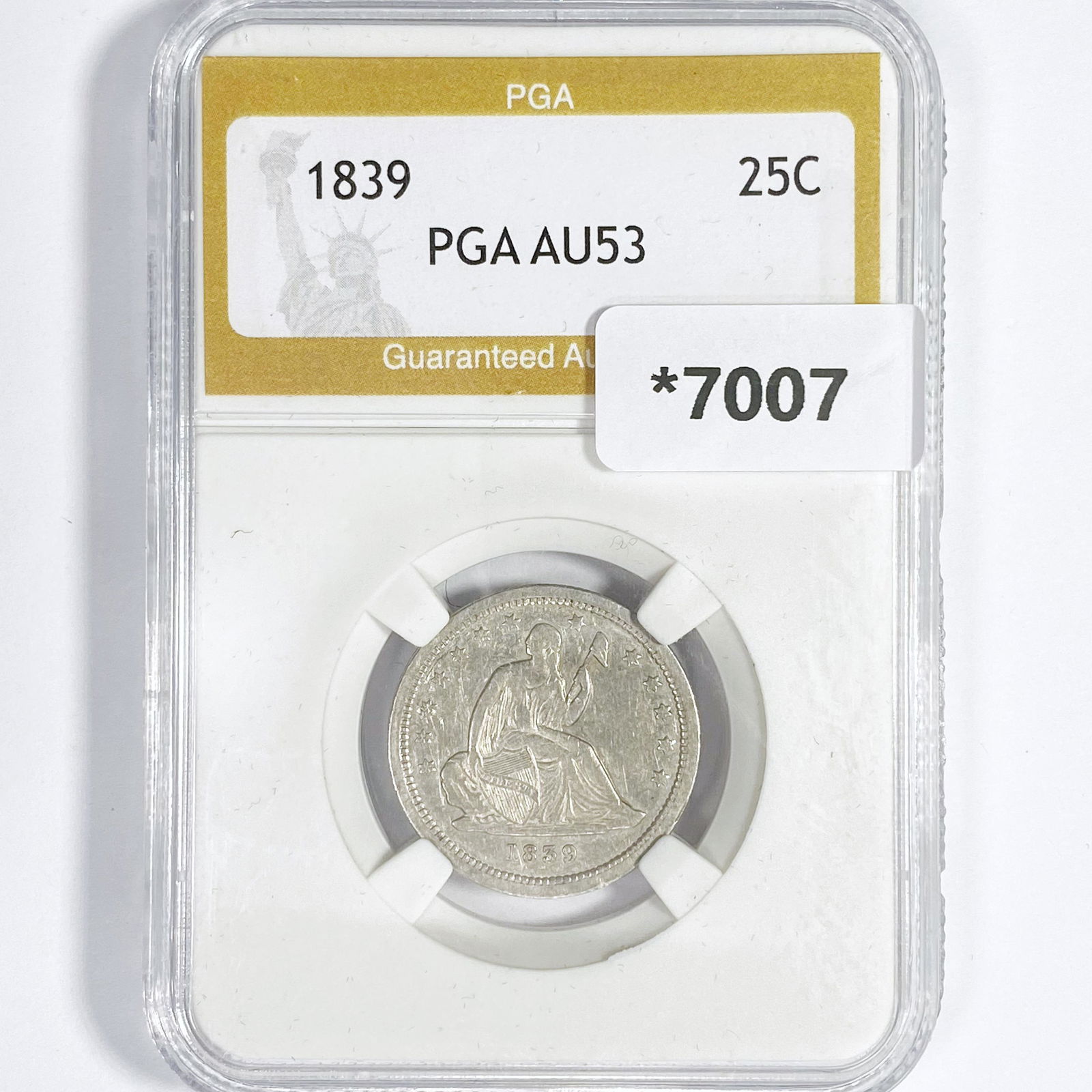 1839 Seated Liberty Quarter PGA-AU53 (1 of 2)