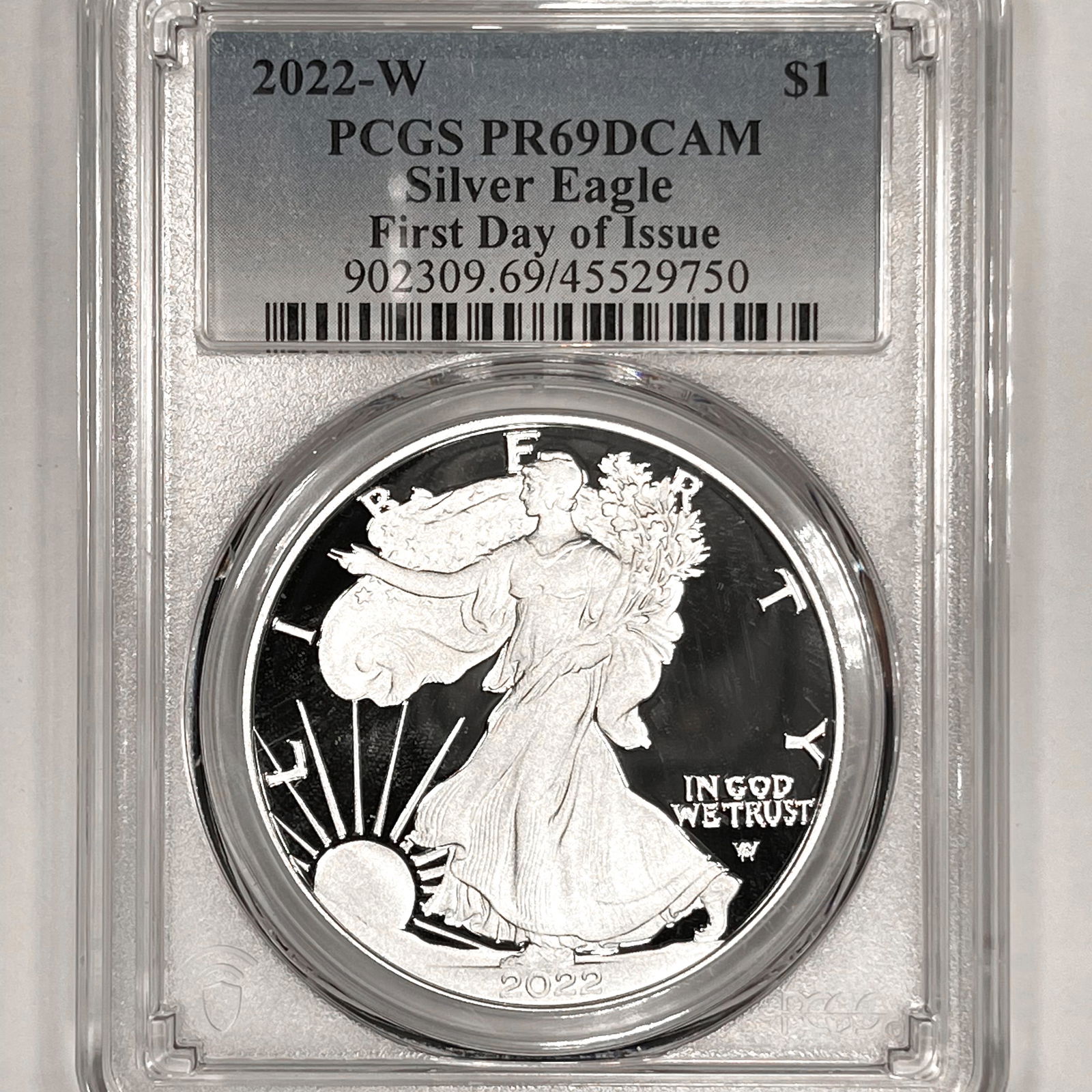 2022-W Silver Eagle PCGS-PR69 DCAM, 1st Day of (1 of 2)