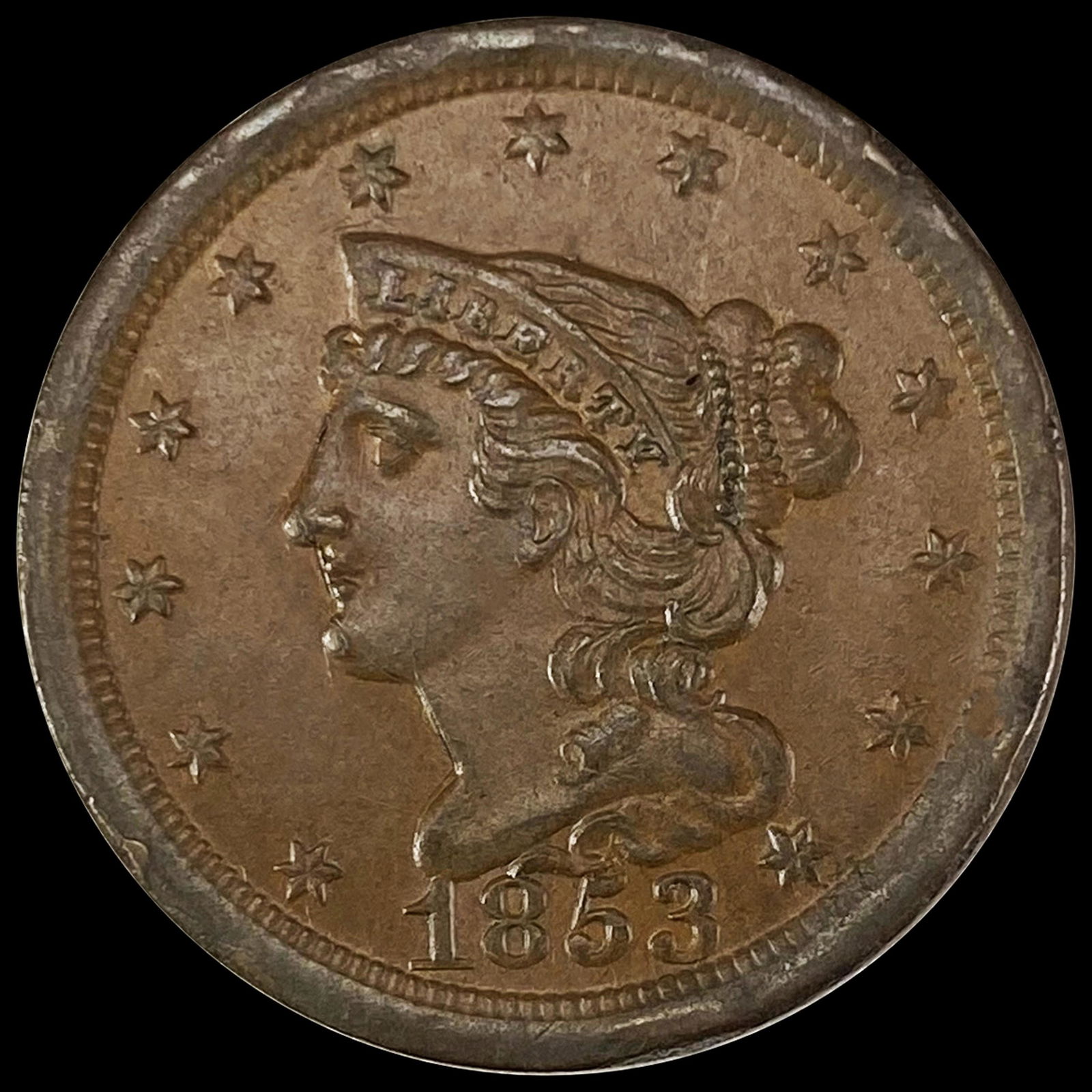 1853 Braided Hair Half Cent UNCIRCULATED (1 of 2)