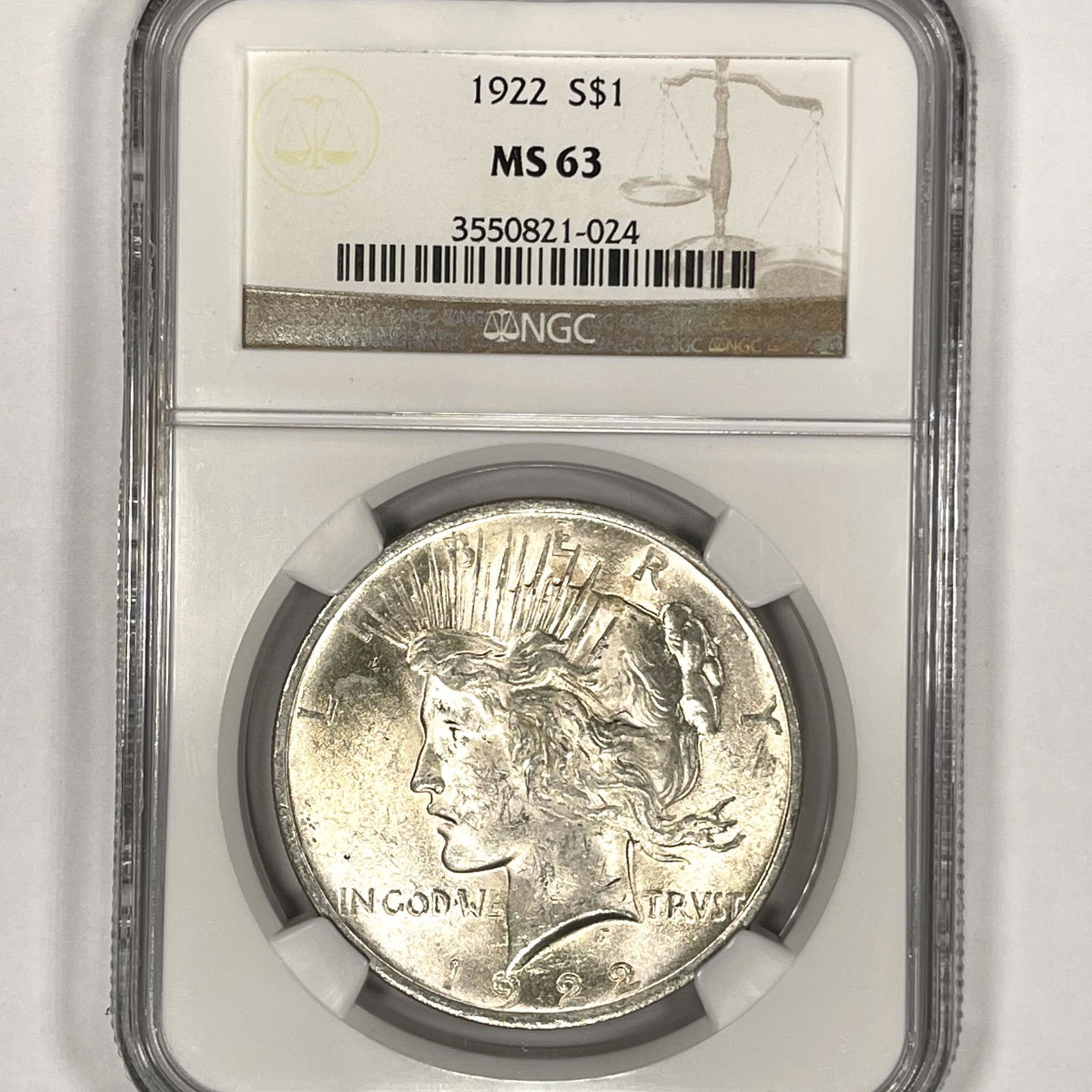 1922 Silver Peace Dollar NGC-MS63 (1 of 2)