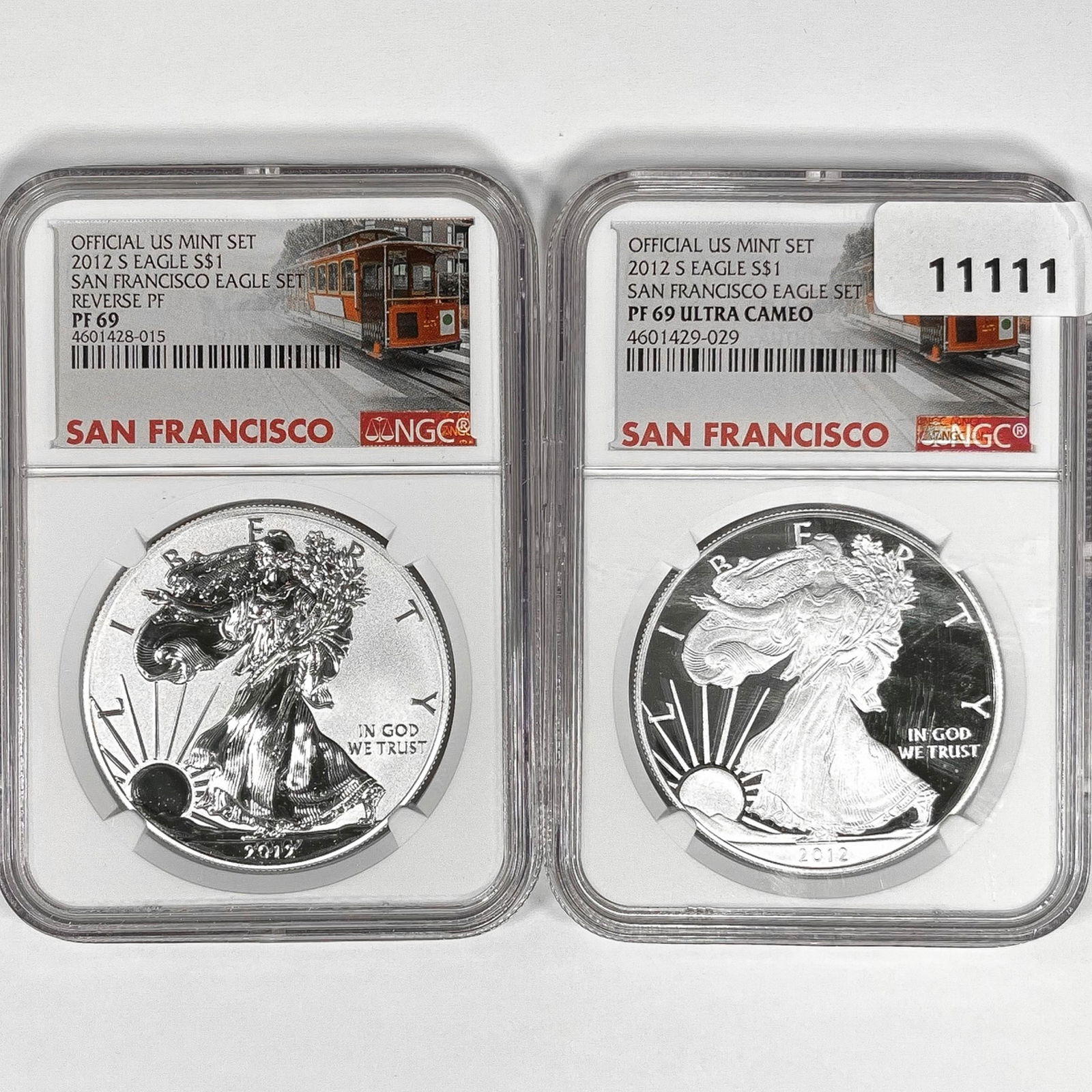 2012-S Set (2) Silver Eagle NGC-PF69 1 UC, 1 Rev (1 of 2)