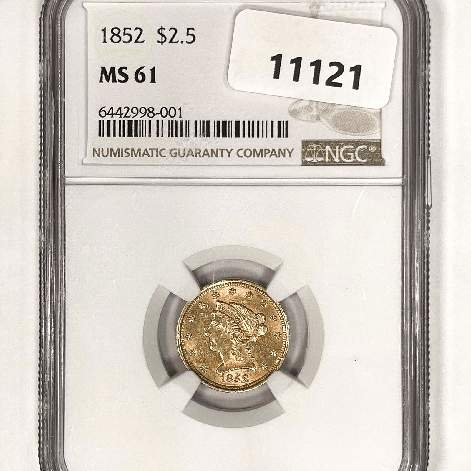 1852 $2.50 Gold Quarter Eagle NGC-MS61 (1 of 2)