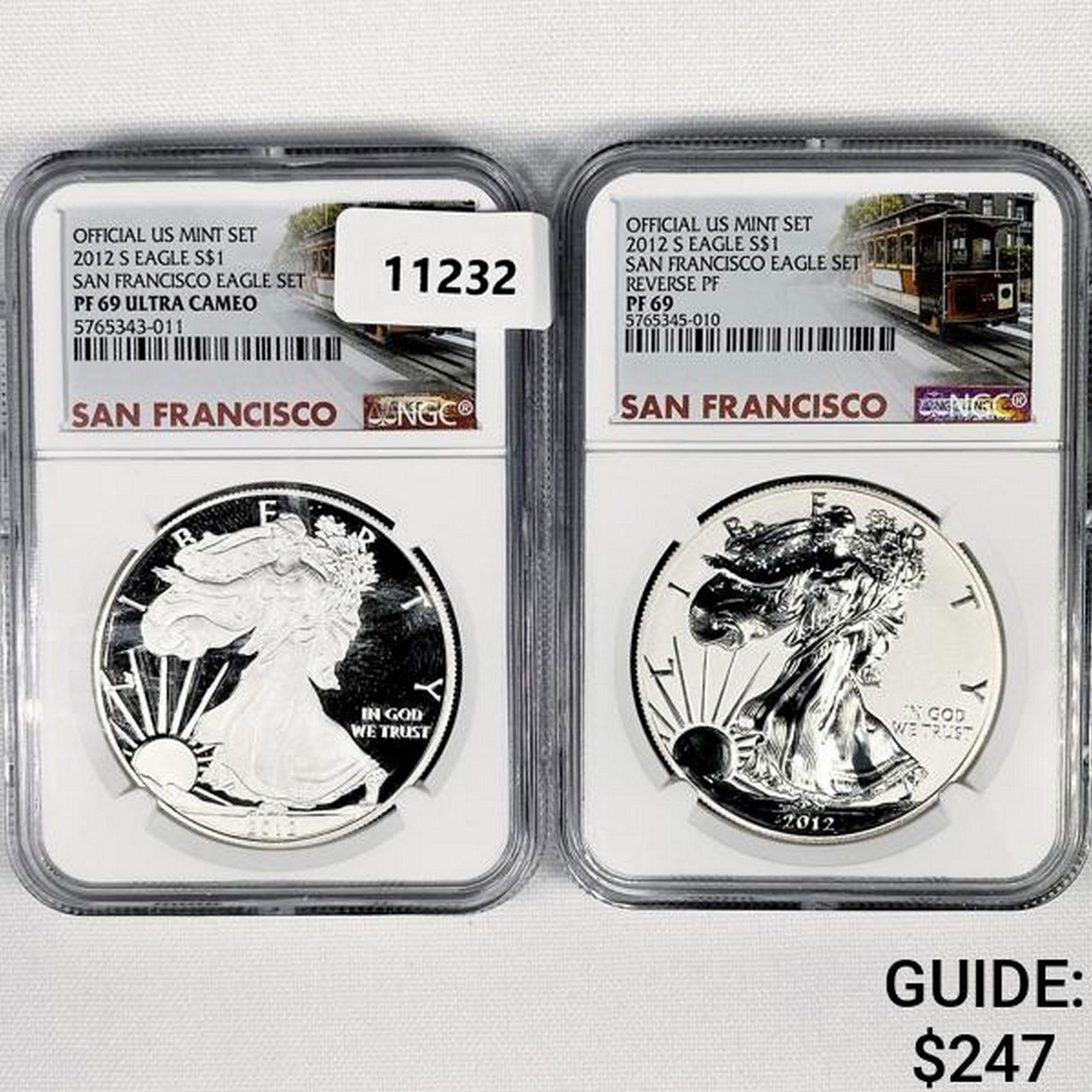 2012-S Set (2) Silver Eagle NGC-PF69 1 UC, 1 Rev (1 of 2)