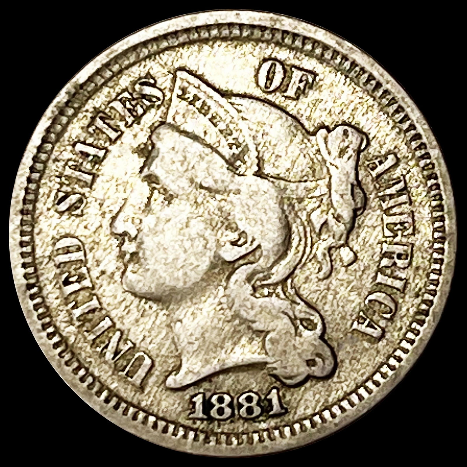 1881 Nickel Three Cent NICELY CIRCULATED (1 of 2)