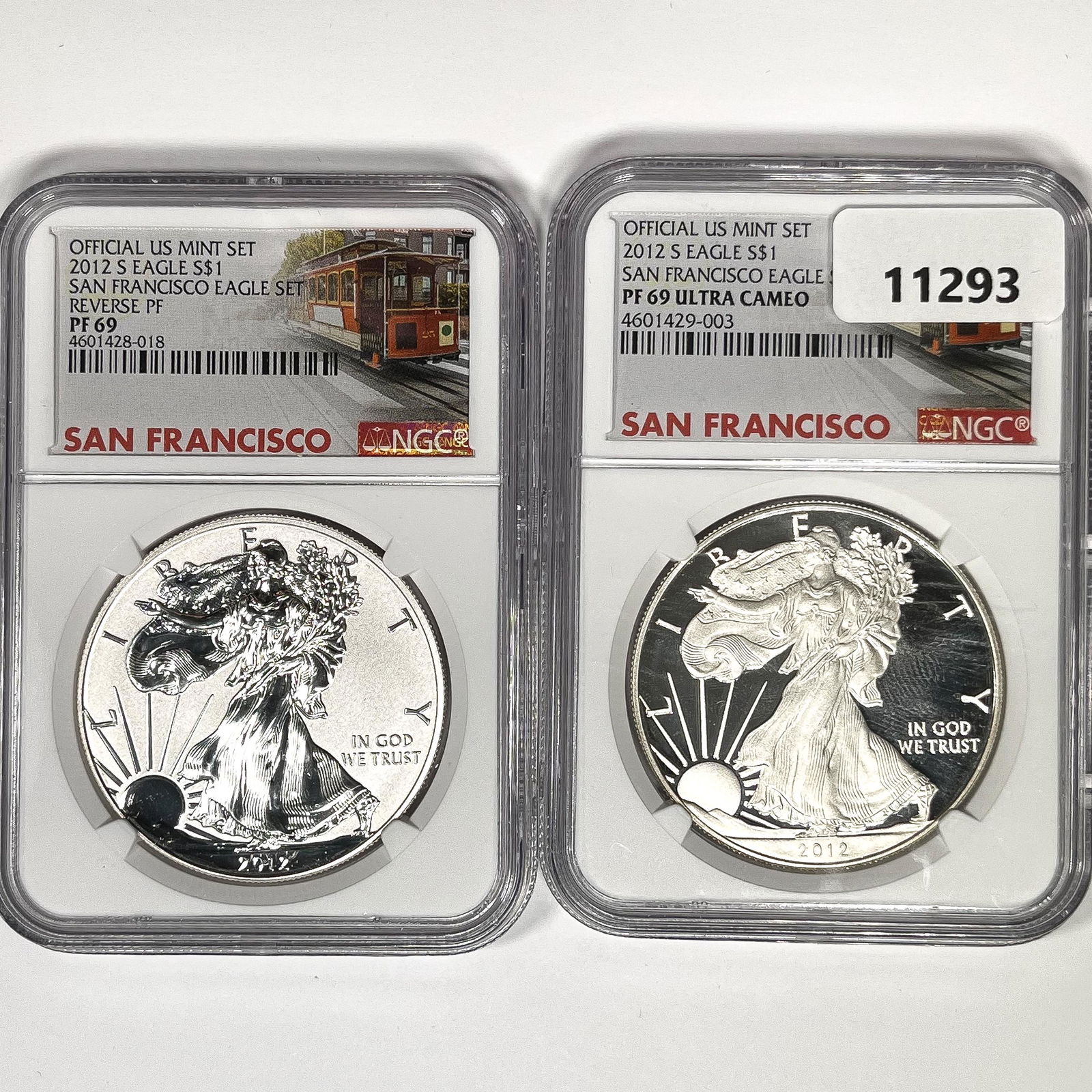 2012-S Set (2) Silver Eagle NGC-PF69 1 UC, 1 Rev (1 of 2)
