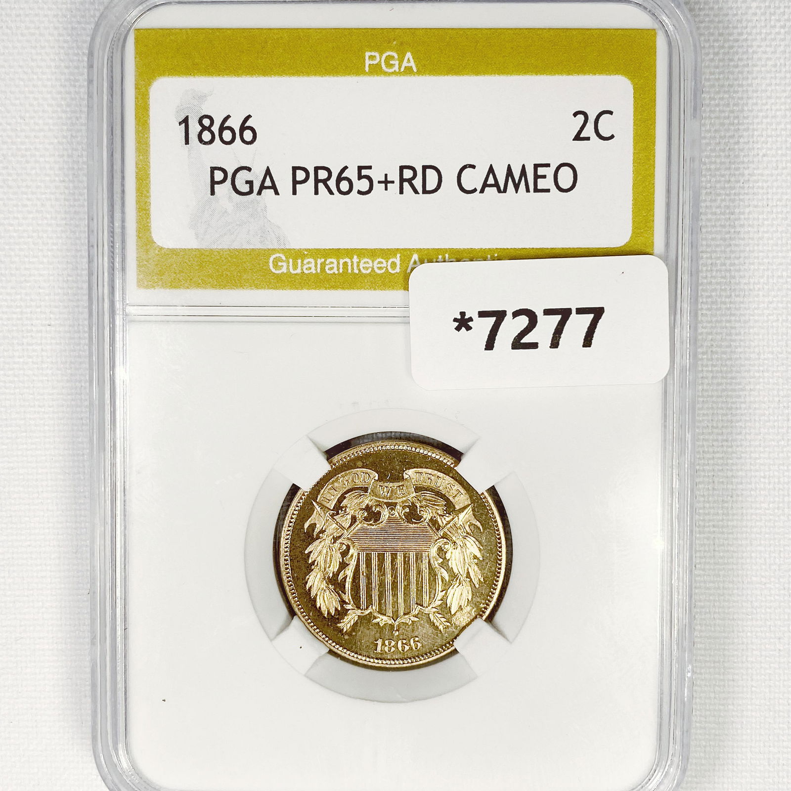 1866 Two Cent Piece PGA-PR65+ RD, CAMEO (1 of 2)
