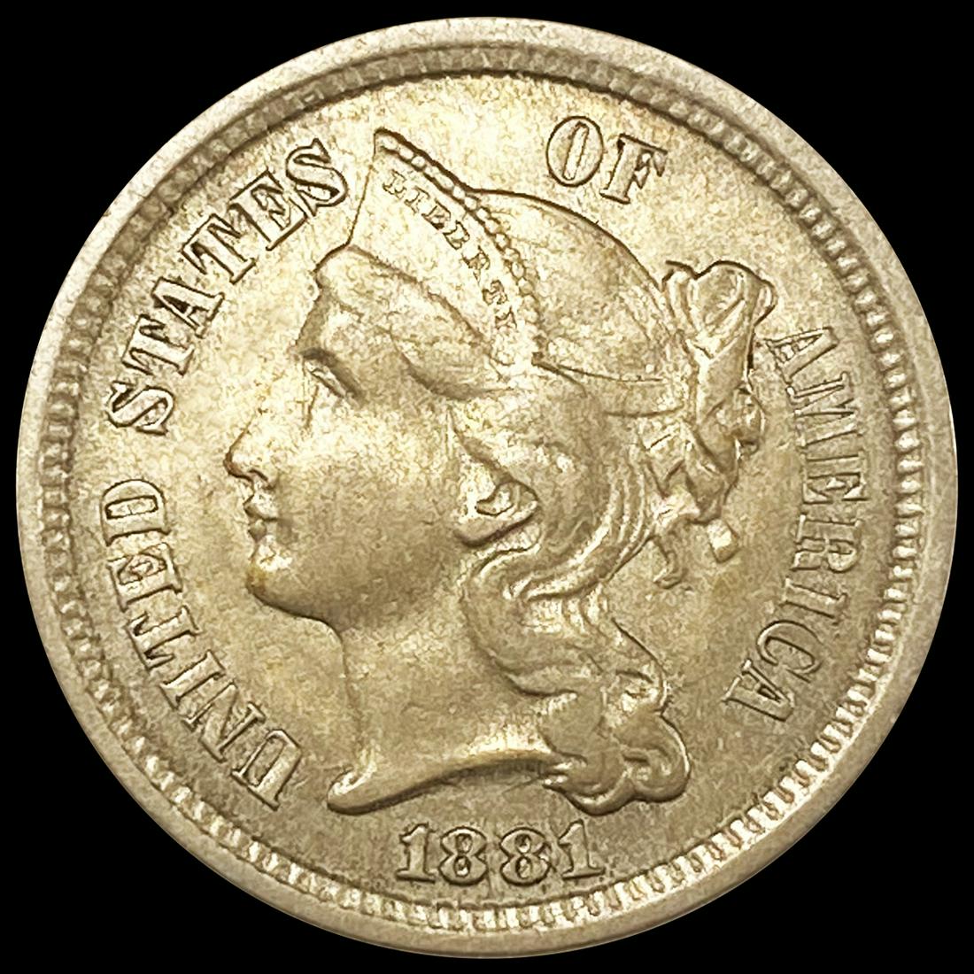 1881 Nickel Three Cent CLOSELY UNCIRCULATED (1 of 2)