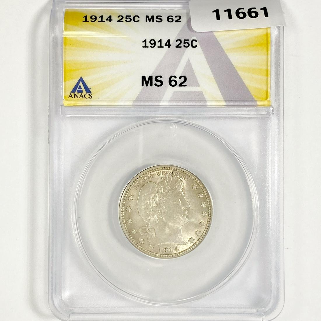 1914 Barber Quarter ANACS-MS62 (1 of 2)