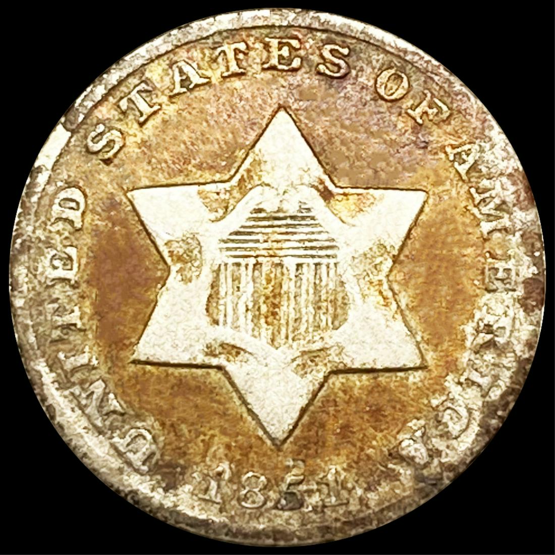 1851-O Silver Three Cent NEARLY UNCIRCULATED (1 of 2)