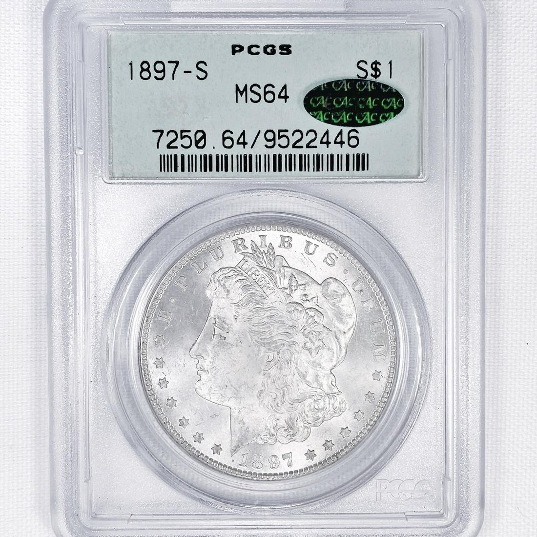 1897-S CAC Morgan Silver Dollar PCGS-MS64 (1 of 2)
