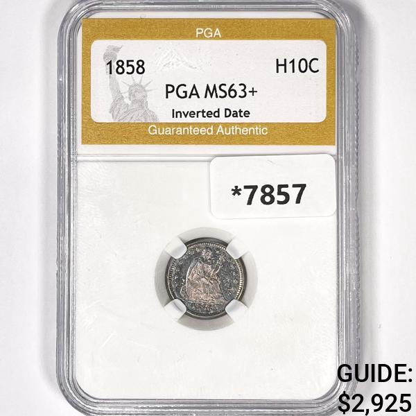 1858 Seated Liberty Half Dime PGA-MS63+ Invrtd Dt (1 of 2)