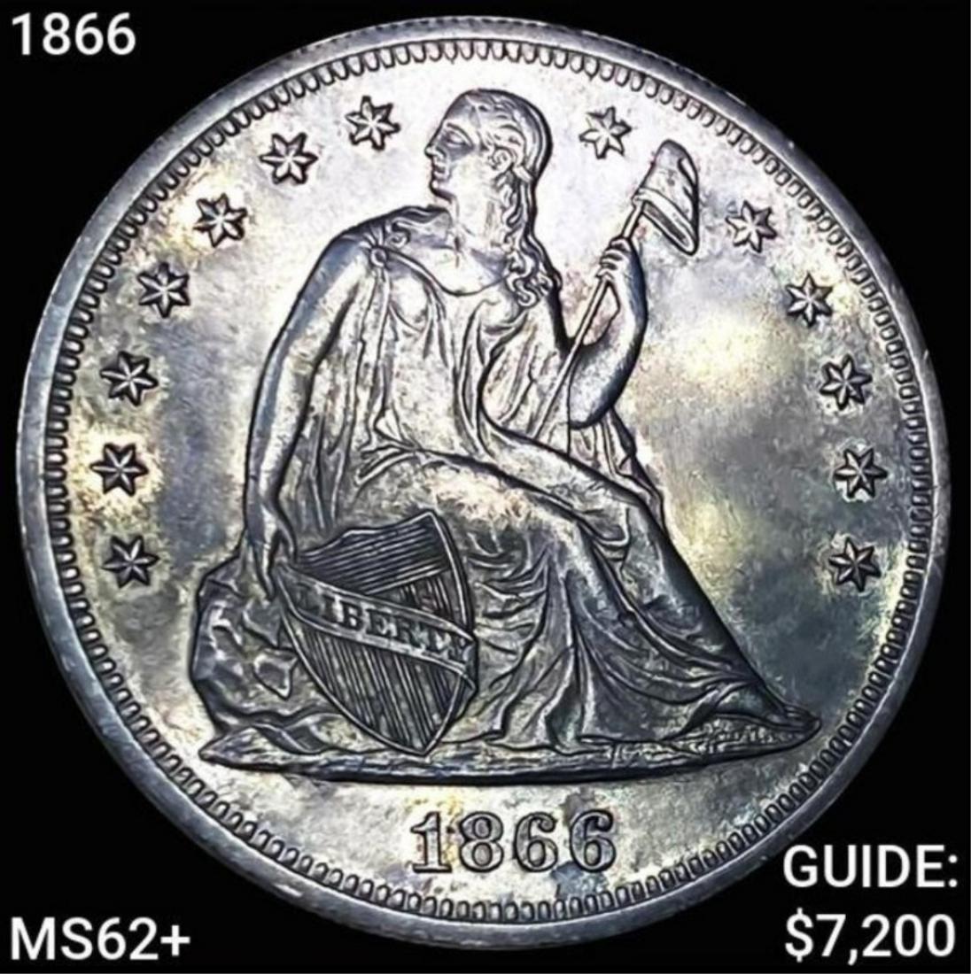 1866 Seated Liberty Dollar UNCIRCULATED + (1 of 2)