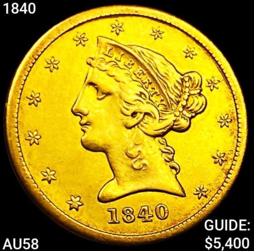 1840 $5 Gold Half Eagle CHOICE AU (1 of 2)