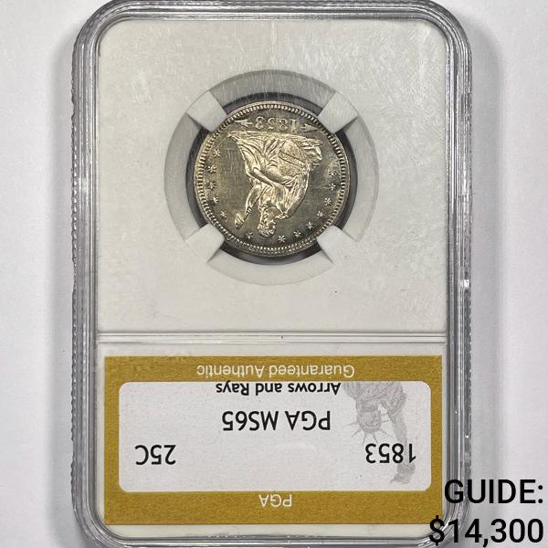 1853 Seated Liberty Quarter PGA-MS65 Arrows & (1 of 2)
