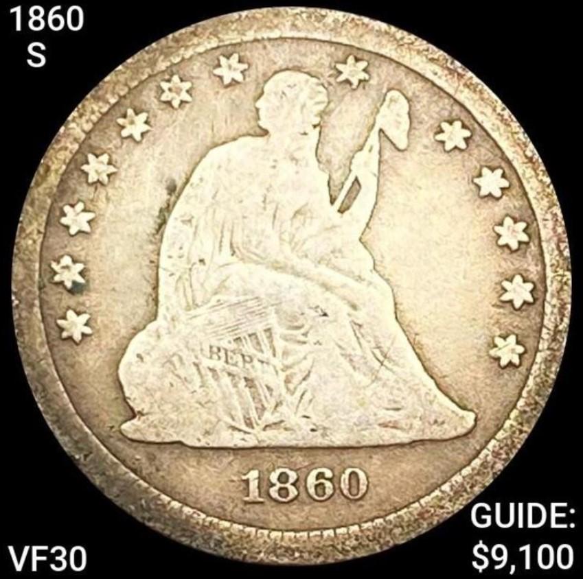 1860-S Seated Liberty Quarter LIGHTLY CIRC (1 of 2)