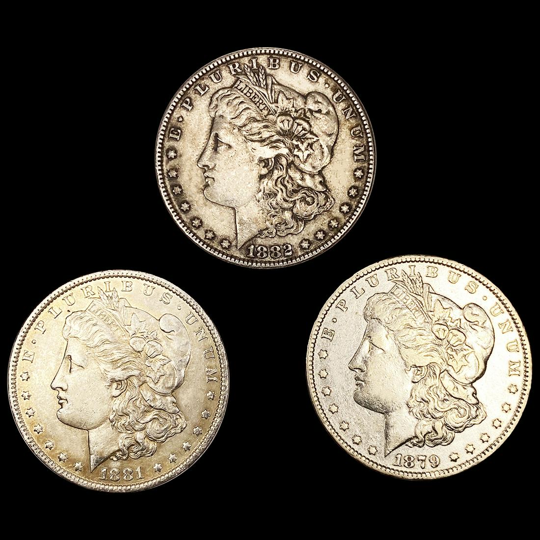 (3) Morgan Silver Dollars ABOUT UNCIRCULATED (1 of 2)