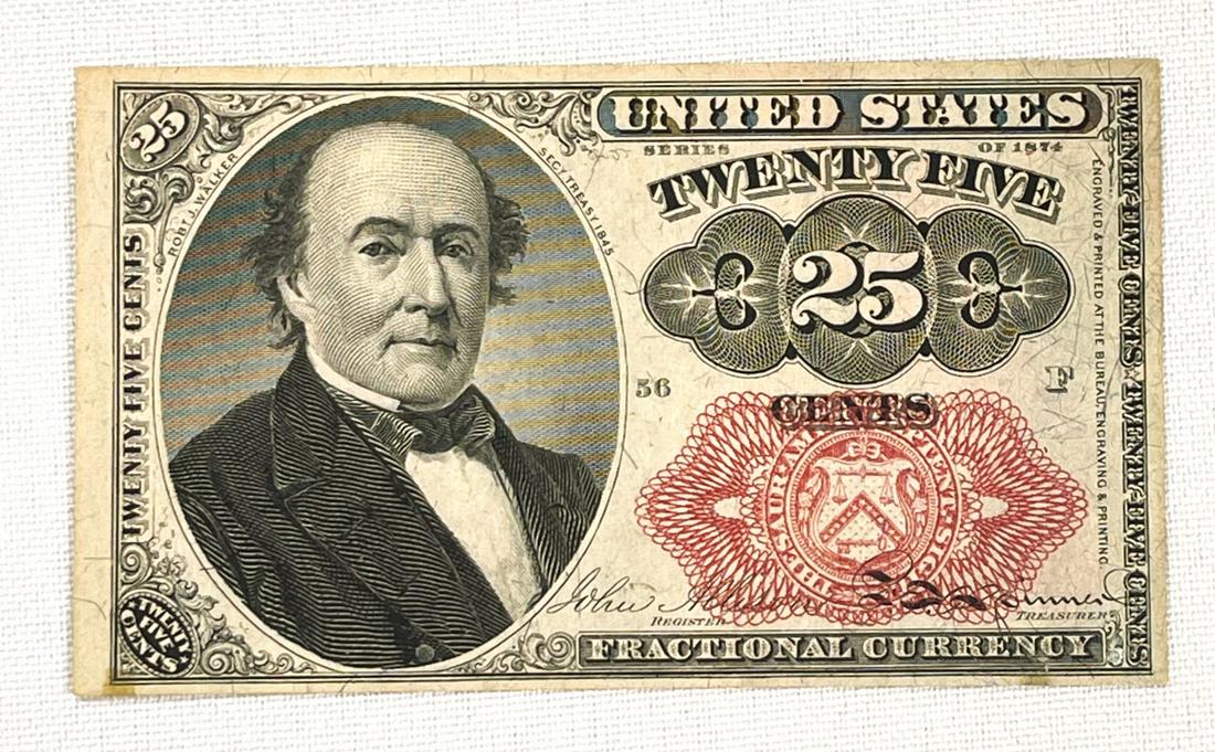 1874 US 25C Frational Currency Bill: 1874 US 25C Frational Currency Bill