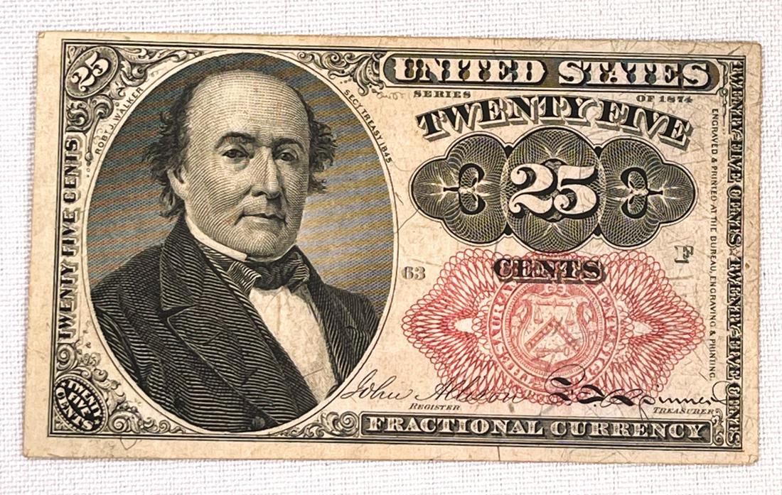 1874 US 25C Frational Currency Bill: 1874 US 25C Frational Currency Bill