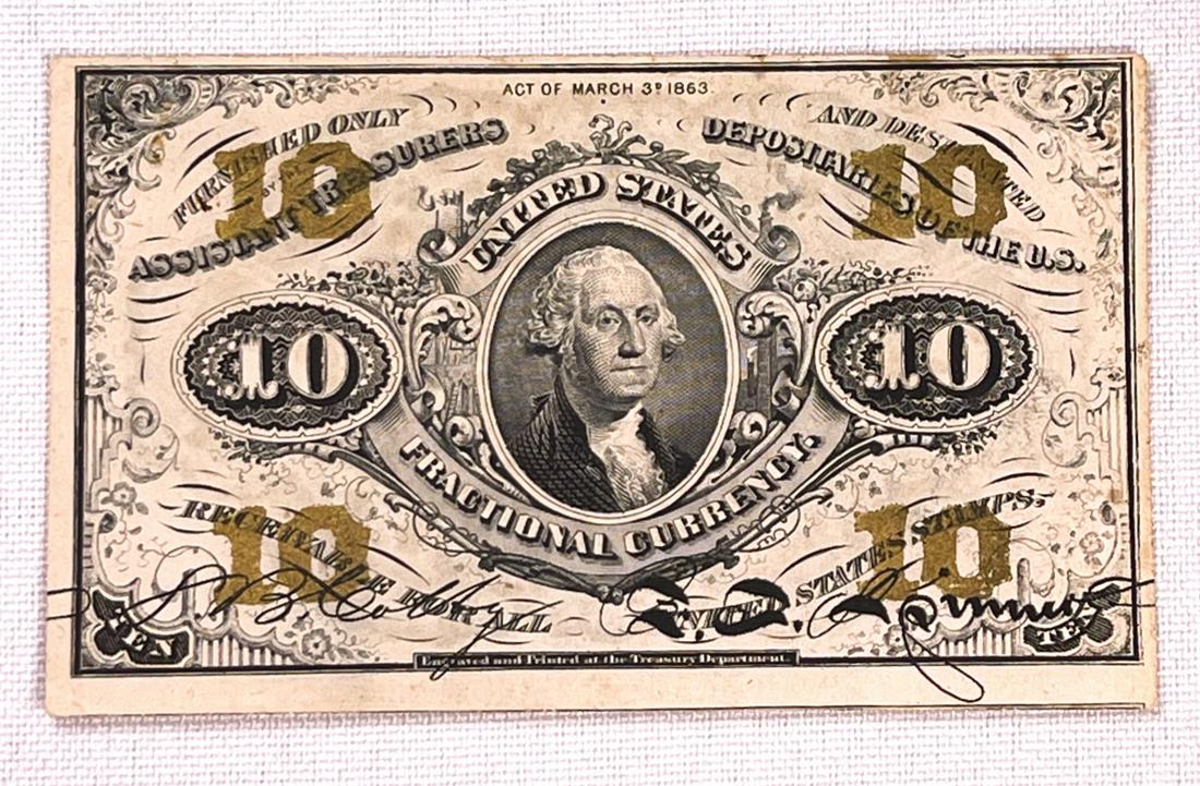 1863 US 10C Fractional Currency Bill (1 of 2)