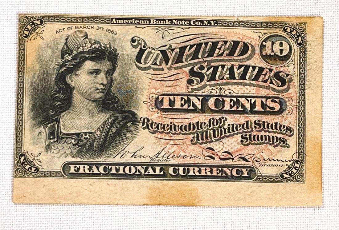 1863 US 10C Fractional Currency Bill: 1863 US 10C Fractional Currency Bill