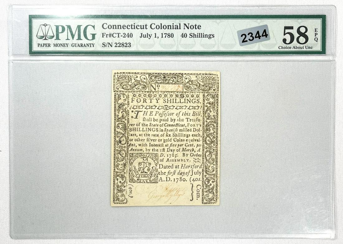 1780 Conn. Colonial Note 40 Shillings PMG-CHOICE58 (1 of 2)