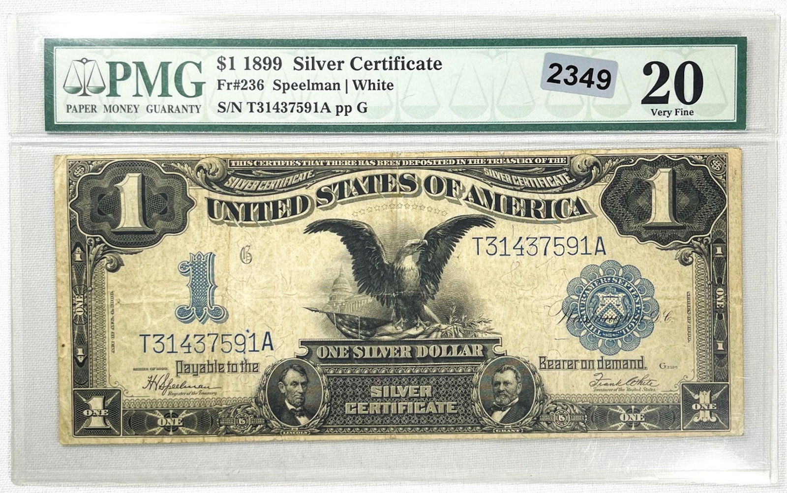 1899 US $1 Silver Certificate PMG-VF20 (1 of 2)