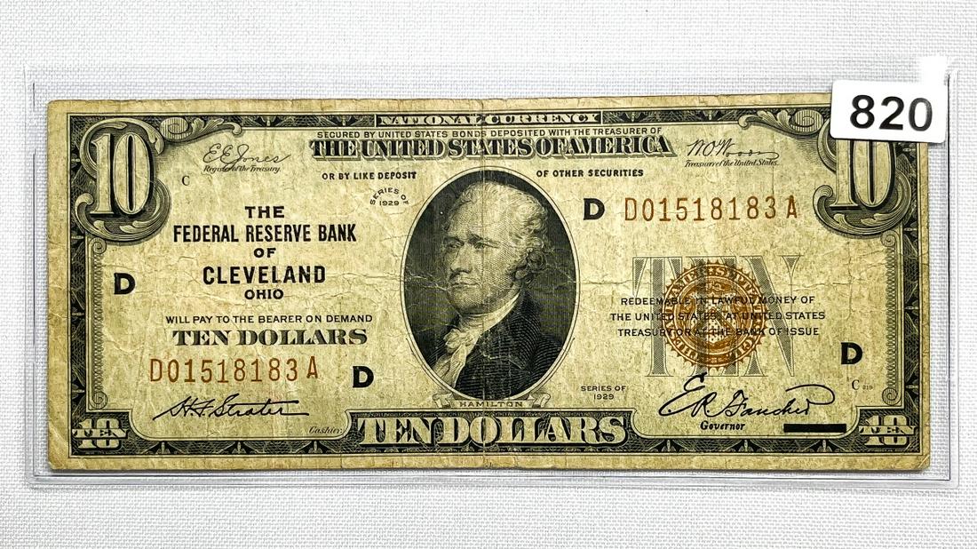 1929 $10 Cleveland, OH Reserve Note (1 of 2)