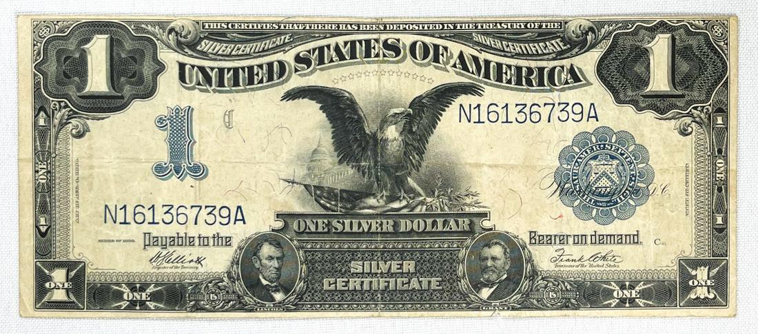 1899 Black Eagle $1 Silver Certificate NEARLY UNC (1 of 2)