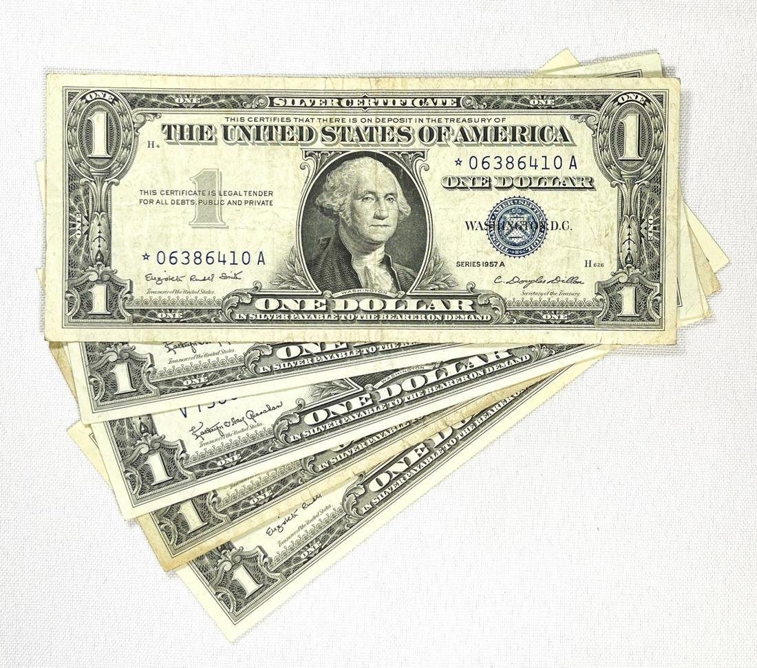 (5) 1957 $1 Silver Certificates CLOSELY UNC (1 of 2)