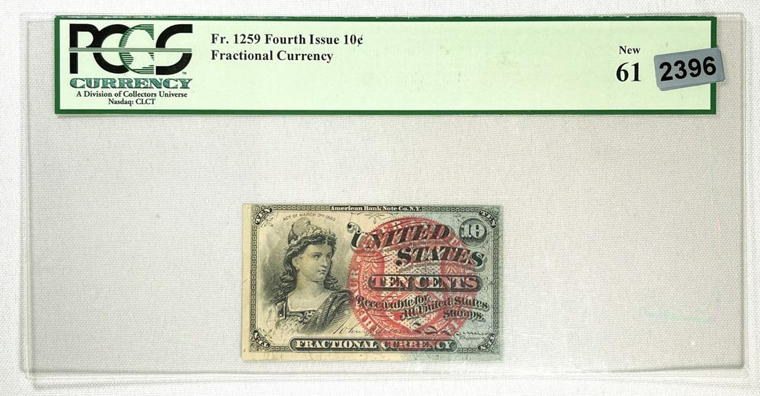 1863 US 10c Fractional Currency Bill PCGS-61 UNC (1 of 2)