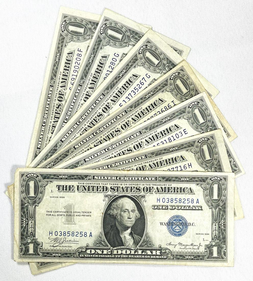 (7) 1935 $1 Silver Certificates CLOSELY UNC (1 of 2)