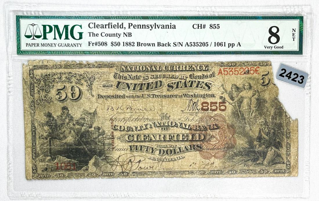1882 $50 Clearfield PA National Bank Note (1 of 2)