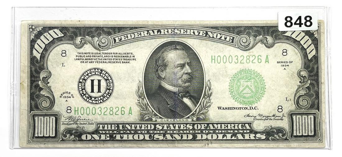1934 $1000 Thousand Dollar Fed Reserve Note - (1 of 2)