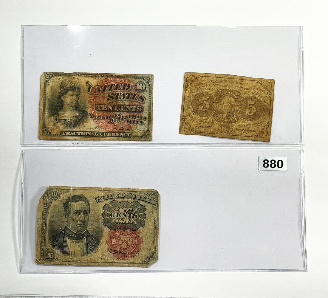 (3)1862-1874 5c & 2-10c Fractional Currency - (1 of 2)