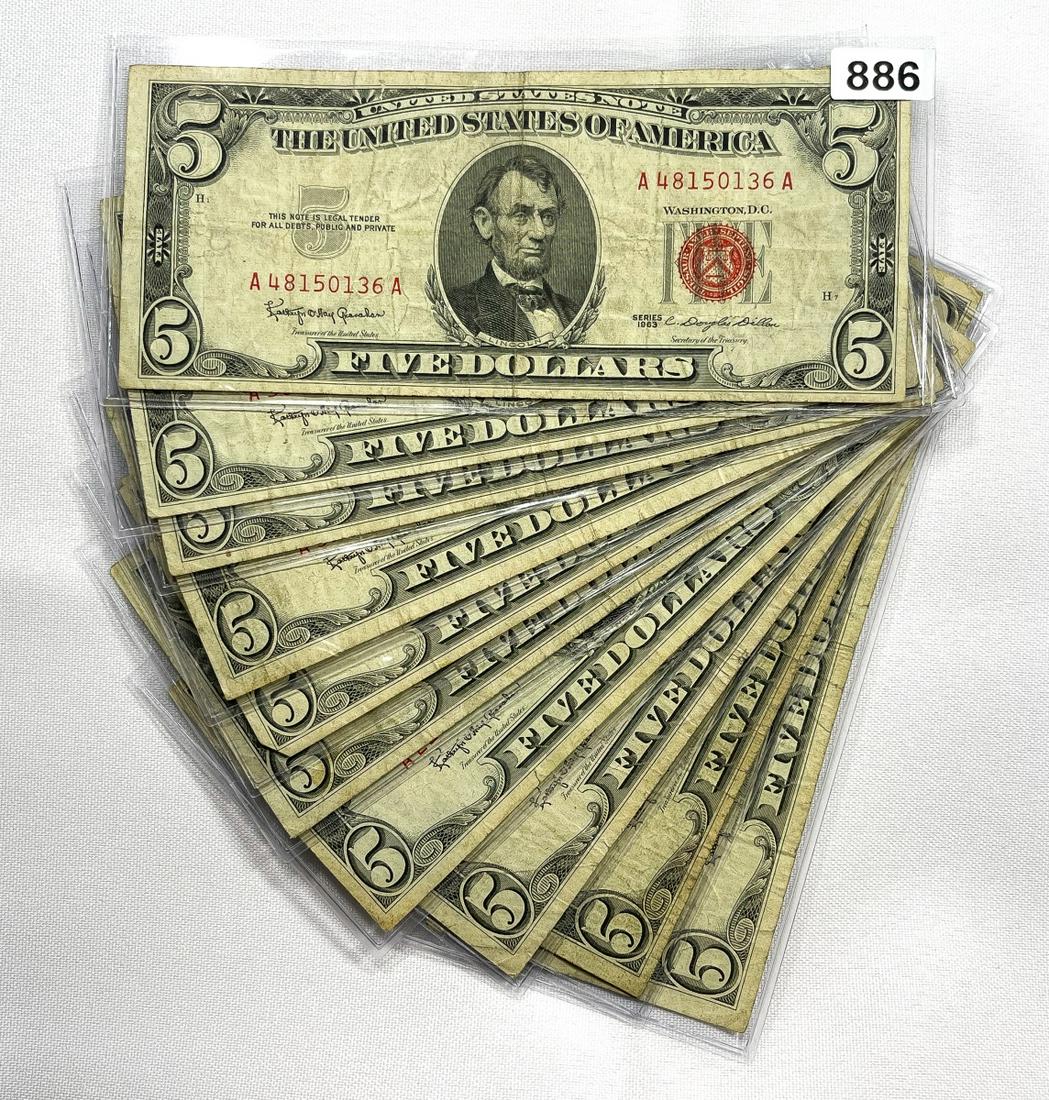 (10) $5 Legal Tender Notes - (1 of 2)
