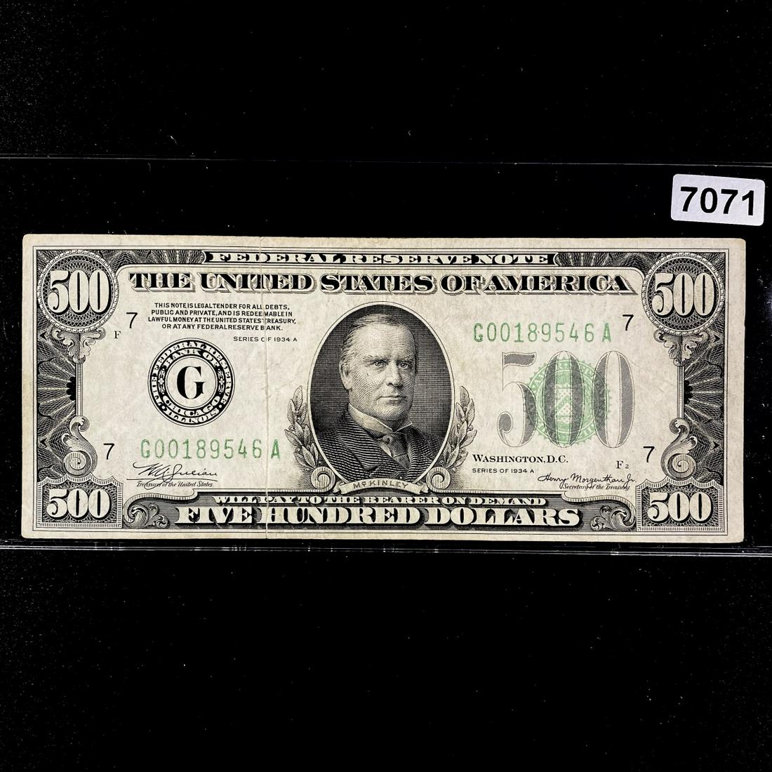 1934 A $500 Five Hundred Dollars Fed Reserve Note (1 of 2)