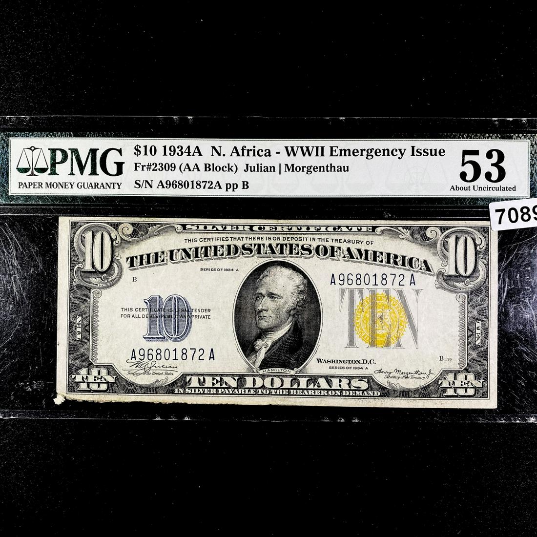 1934A WWII N Africa $10 Dollar Silver Cert PMG-53 (1 of 2)