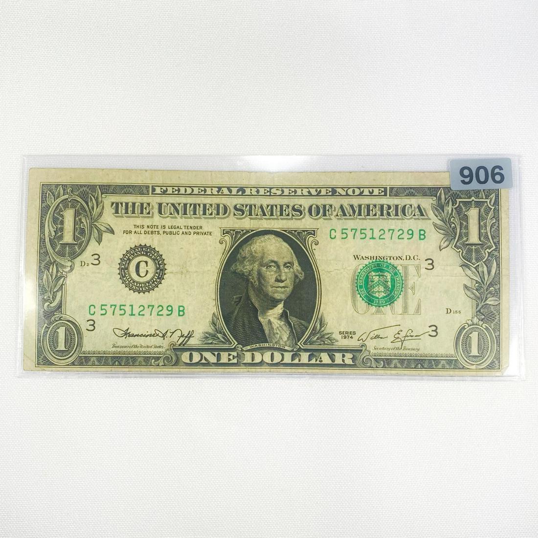 1974 ERROR Ink Leaking $1 Fed Reserve Note - (1 of 2)