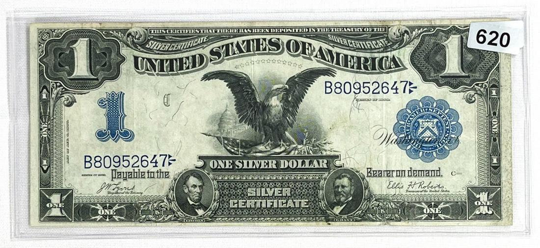 1899 Black Eagle $1 Silver Certificate NEARLY UNC (1 of 2)