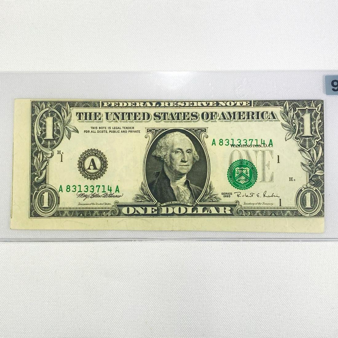 1995 ERROR Misaligned Face Print $1 Fed Reserve (1 of 2)