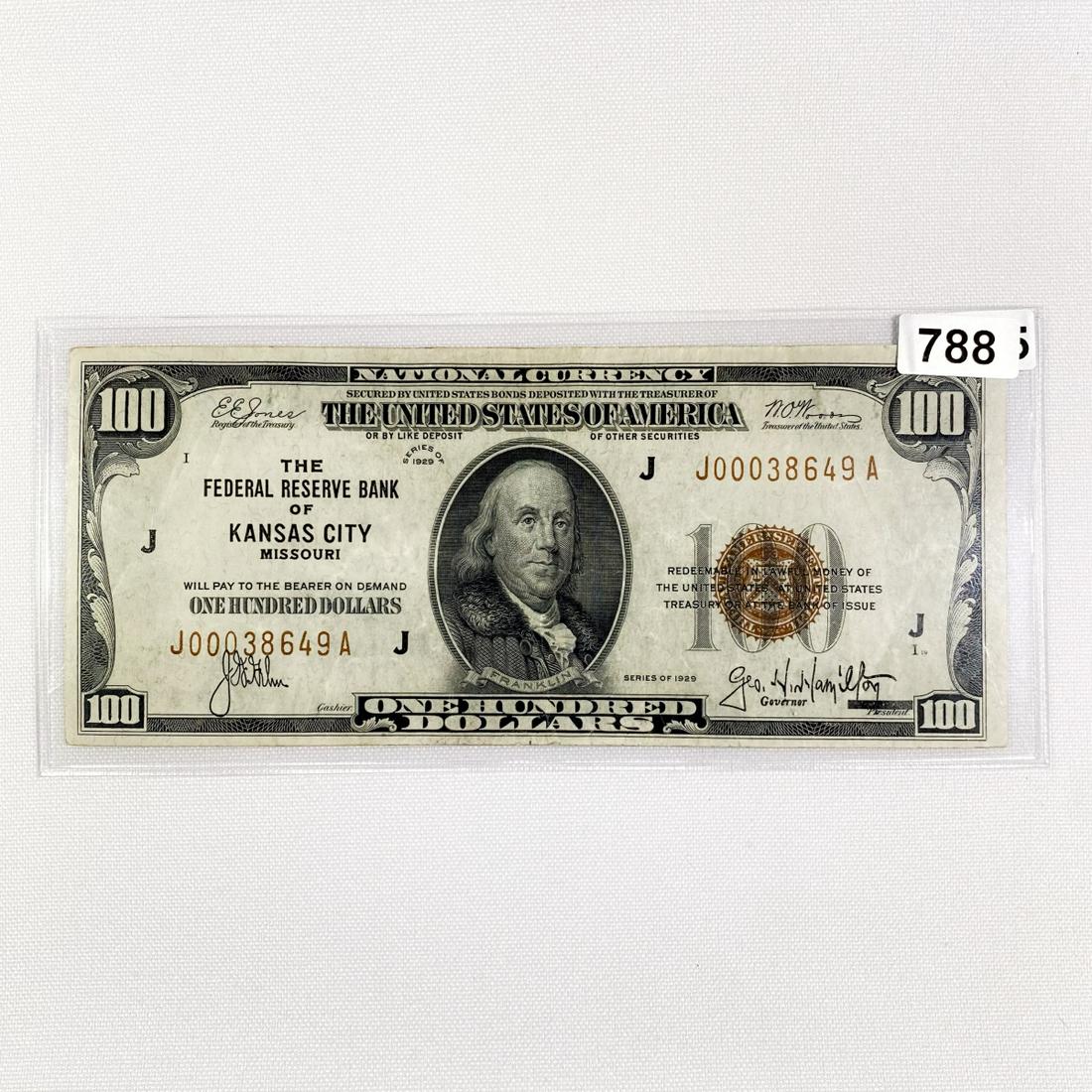 1929 $100 Kansas City Bank, MO Nat Bank Note (1 of 2)